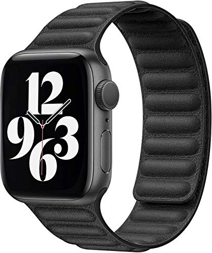 Fengyiyuda Correa Compatible con Apple Watch Correa 38mm 40mm 42mm 44mm,Correa Ajustable Correa de eslabones de Piel Fuerte magnético Compatible con iWatch Series SE/6/5/4/3/2/1(38/40mm Negro)