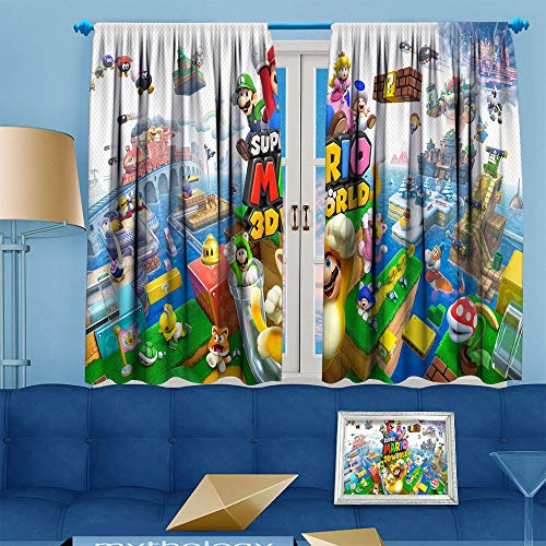 Ficldxc Mario Super Smash Bros Ultimate - Cortinas para exteriores (160 cm de largo, diseño de Super Mario 3D World) 137 cm de ancho x 163 cm de largo