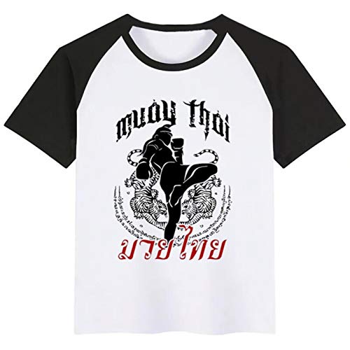 Fighting Muay Thai Fight Summer Style Funny Cute Girl Tops Fashion Streetwear Harajuku Boy Tshirt Street Kid T Shirt-D093E,5T