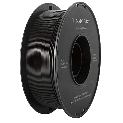 Filamento PLA 1,75 mm, TINMORRY Materiales de Impresión 3D Filamento 1 kg Spool, Negro