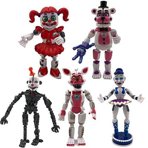 FNAF Figuras de acción para hermana – 5 piezas de juguetes para fiesta de cinco noches [Funtime Fre-ddy, Circus Baby, Ennard, Ballora, Funtime Foxy] Muñeca de terror con articulaciones