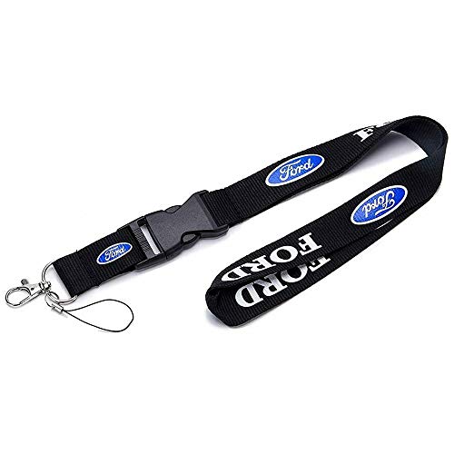 Ford negro accesorio de coche de tela cordón correa para el cuello desmontable clip negro raya ancha 1 pulgadas para tarjeta de identificación del coche teléfono móvil titular de la insignia