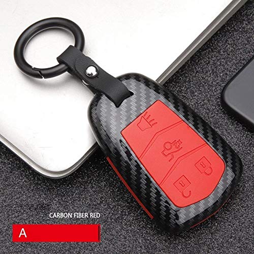 Funda de Fibra de Carbono para Llave de Coche para Cadillac CT6 ATS CTS-V CTS XTS XT5 ELR SRX Escalade Remote Fob Protector Llavero Bolsa