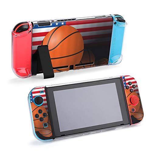 Funda Protectora de Baloncesto con Bandera Estadounidense para Nintendo Switch, Estuche rígido, Controladores de Agarre de Mano