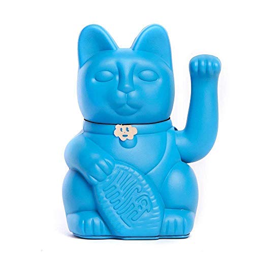 Gato de la Suerte. Lucky Cat. Maneki Neko. COLOR AZUL PITUFO 10x6x15cm