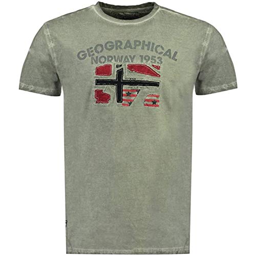 Geographical Norway JOTZ Men - Camiseta De Algodón para Hombre - Camisetas Clasico Logo Graphic - Modelo Manga Corta - Cuello Redondo Regular Fit - Regalo Original para Hombre (Gris XXXL)