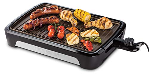 George Foreman 25850-56/GF - Grill (barbacoa, parrilla eléctrica, 1606 W, acero, revestido de titanio, sin humo) color gris