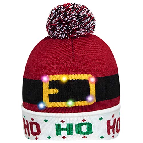 Goodstoworld Sombreros para Navidad Noel Santa Claus Originales Navideños Gorra Gorrita para niños niño y niña Hombres y Mujer LED Light Up Christmas Beanies Hat Caps for Family Xmas Party