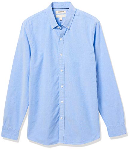 Goodthreads Slim-Fit Long-Sleeve Solid Oxford Shirt Camisa, Azul (Blue), X-Small
