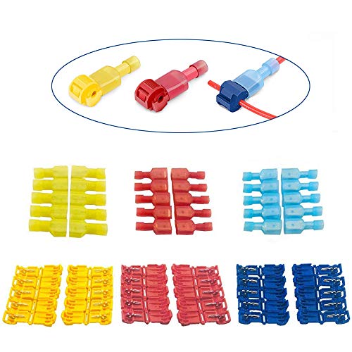 Greluma 60 Piezas T-Tap Cable Conector Kit, Conectores de Empalme Rápido de Cables Eléctricos - Rojo x 20 Piezas, Azul x 20 Piezas, Amarillo x 20 Piezas