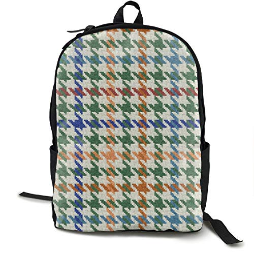 Guncheck - Mochila clásica, diseño de cuadros, color verde, rojo, azul, melón, turquesa, color blanco