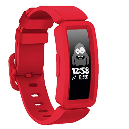 GVFM Correa compatible con Fitbit Ace 2 para niños 6, silicona suave, impermeable, accesorios de pulsera para niños y niñas, compatible con Fitbit Ace 2 (rojo)