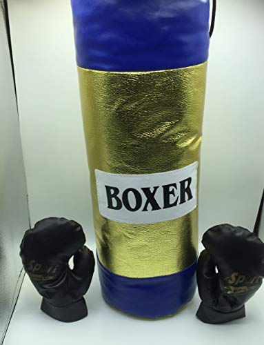 GYN Set Juego DE Boxeo con Guantes Y Saco para NIÑOS Mayor DE 3 AÑOS Idea DE Regalo Dorado 55X20CM