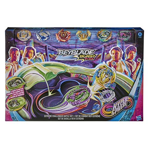 Hasbro Beyblade Burst Rise Hypersphere Extreme Challenger Battle Set – Exclusivo Set de Beystadium Arena 6 giroscopios y 2 lanzadores