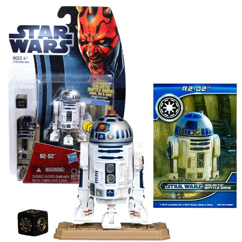 Hasbro Year 2012 Star Wars Movie Heroes Galactic Battle Game Series 2-1/2 Inch Tall Action Figure - MH03 R2-D2 with Electronic Lights and Sounds, Battle Game Card, Die and Figure Display Base by Hasbro