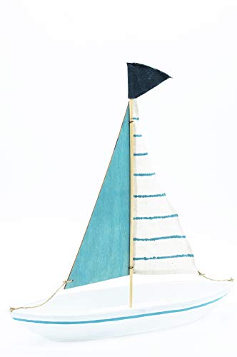 HEITMANN DECO : Barco de vela (madera, para colocar de pie, aprox. 39 x 9,5 x 41 cm)