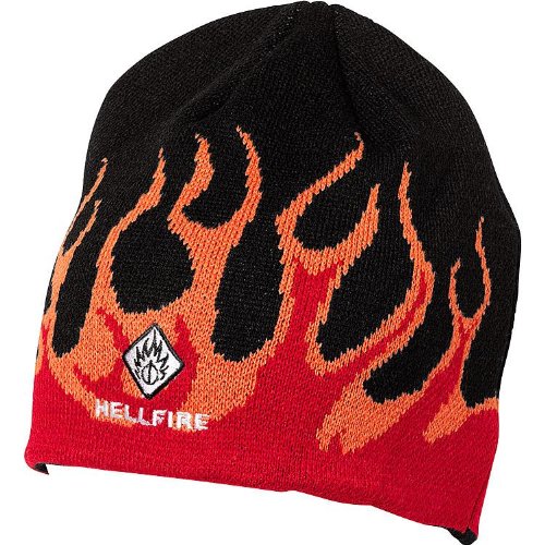 HELLFIRE Sombrero Strick Mütze 1.0 mit Flammendesign, Unisexo, Casual/Fashion, Invierno, Rojo, Einheitsgröße