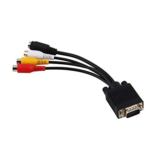 Hemore VGA 15 Pines Macho a convertidor de TV S-Video + 3 RCA hacia Fuera Cable Adaptador de Cables Cable para TV PC Ordenador AV proyector