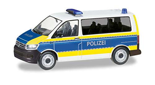 herpa 094672-Vehículo Brandenburgo, VW T6, Volkswagen, autobús, policía, Coches, Modelos en Miniatura, Objeto de colección, plástico-Escala 1:87 (094672)