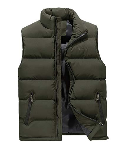 Hombre Invierno Calor Chalecos Sin Mangas De Plumas Chaquetas Acolchado Cazadoras Verde XL