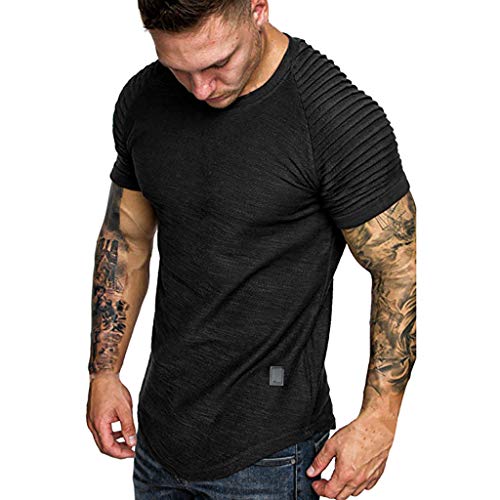 Hombres Verano Pliegues Camiseta Patrón Degradado Tops Moda Casual Solapa Manga Corta Camisa Precio Soltar