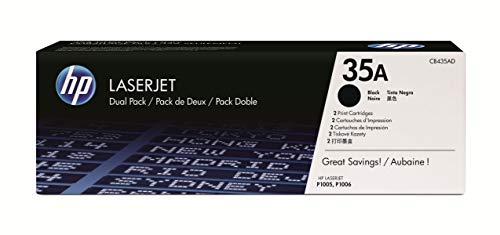 HP 35A CB435AD, Negro, Cartucho Tóner Original, Pack de 2, para impresoras HP LaserJet P1005 y P1006