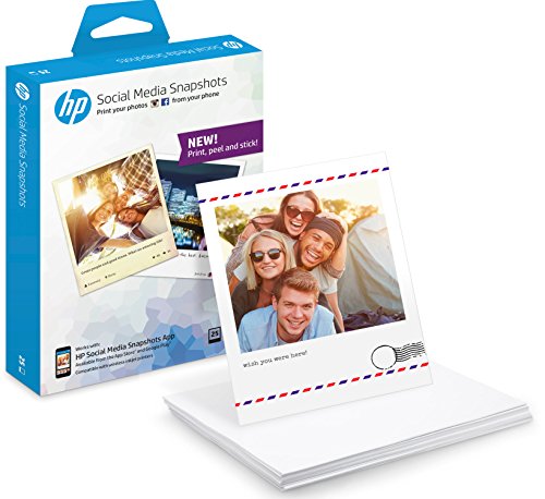 HP Social Media Snapshots - Papel fotográfico adhesivo, 25 hojas de 10 x 13 cm