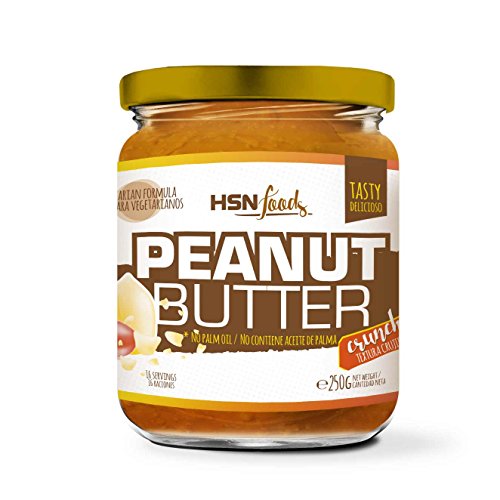 HSN Mantequilla de Cacahuete Textura Crujiente - Peanut Butter Crunchy - 100% Natural | Apto Vegetariano, Sin Grasa de Palma, Sin Grasa Trans, Sin azúcar ni Sal añadidos, 250g