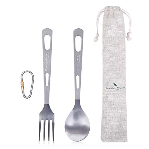 iBasingo Set De Vajilla De Titanio Cuchillo Tenedor para Acampar Cuchara Spork Palillos Cuchillo Exterior Ultraligero Cubiertos Cubiertos Picnic Utensilios Senderismo Mochilero (2 pcs/Lot Ti1559I)