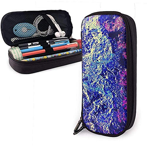 Impresión abstracta en color Lindo estuche para lápices Bolso de cuero de gran capacidad Cremalleras dobles Bolso para lápices Bolso Estuche para lápices 20cm * 9cm * 4cm