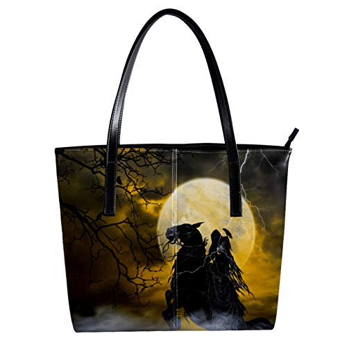 Indimization Bolsos Universidad Mujer Grande para tableta Impermeable Bolso Shopper Cuero de microfibra Bolsos de Mujer Bandolera Bolsa Tote Caballero de la muerte 40 x 29 x 9cm