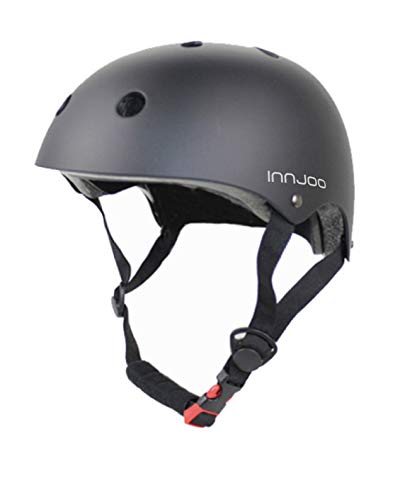 InnJoo IJ-Helmet-BLK Casco Patinete Eléctrico, Bicicleta Urbana, Patines y Skateboard, Adultos Unisex, Negro, Talla única