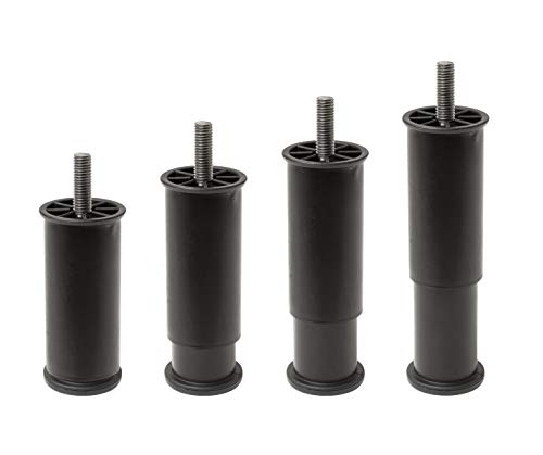 Ipea - 4 Patas Ajustables en Altura para Muebles, Cocina, sofá, armarios y Juegos de 4 Patas Extensibles de 100 a 145 mm, Color Negro, 45 mm de expansión