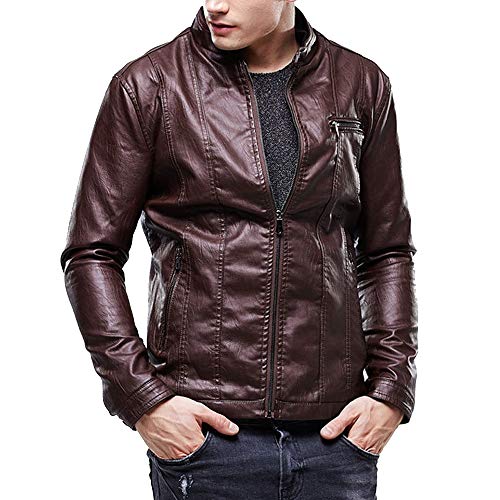 JERFER Abrigos Hombres Cremallera Outwear Otoño Invierno Chaqueta de Cuero Motorista Motocicleta Blusa Superior