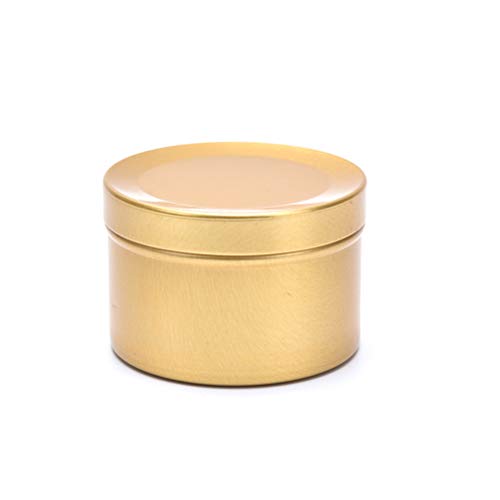 JIAOAO 1 tarro de vela dorado con tapa redonda a granel para velas latas de almacenamiento vacía para el hogar y la cocina