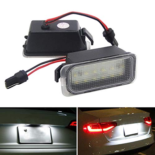 JoaSinc Luz de matrícula LED para Coche Lámpara Número Placa Luces 4014 SMD No error 6000K Xenón Blanco para Fo-rd Fies-ta/Fo-cus/S-MAX/Grand C-max/Mon-deo/JAG-UAR etc, 2 Piezas, 1 año de Garantía