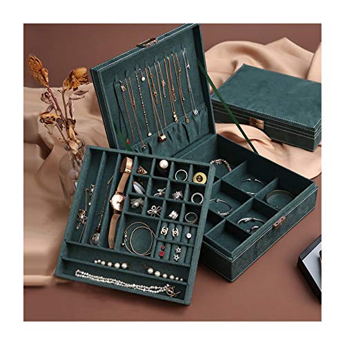 Joyería Caja de Almacenamiento Joyería caja verde de la franela de la vendimia, pendientes de múltiples funciones, collares, pendientes caja de almacenamiento, Gran Capacidad joyería caja, regalo for