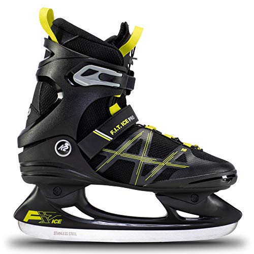 K2 F.I.T. Ice Pro Patines de Hielo, Hombre, Negro y Verde Lima, EU: 44 (UK: 9.5 / US: 10.5)