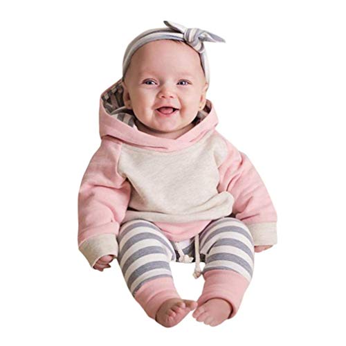 Kfnire - Conjunto de bebé compuesto de pantalones y sudadera con capucha, diseño de leopardo Striscia Rosa 3- 6 meses