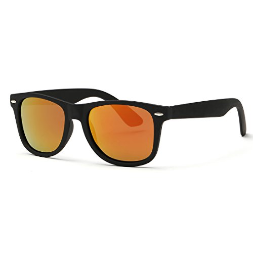 kimorn Polarizado Gafas De Sol Clásico Unisexo Cuerno Rimmed Años 80 Retro AE0300 (Negro&Rojo, 52)