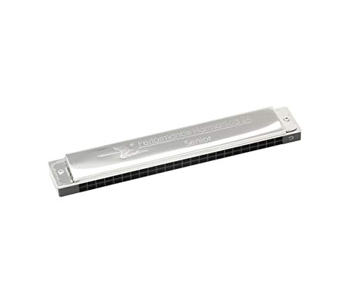 KMDSM Armónica, 24 hoyos Polyphonic Playing Harmonica C Silver (caja ancha), adecuada for principiantes, artistas de alto nivel, concursos, mejores regalos (Color : Silver)