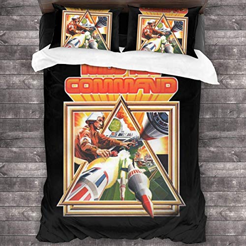 Knncch Missile Command Cover Art Juego de Cama de 3 Piezas Funda nórdica Juego de Cama Decorativo de 3 Piezas con 2 Fundas de Almohada