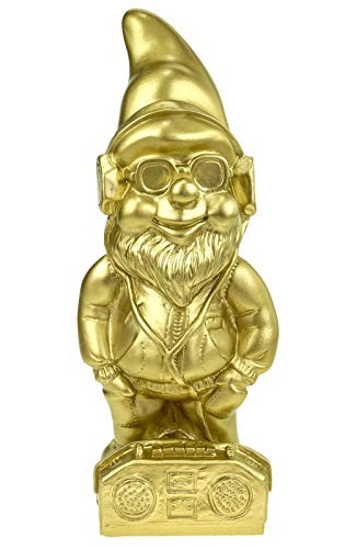 Kremers-Schatzkiste Gartenzwerg Cool con Radio Gold PVC Enano Made in Germany figura