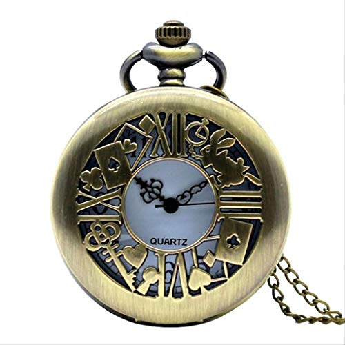 KUANDARGG Hombre Mujer Regalo Reloj de Bolsillo Relojes Wander Time Magic Hollow Vintage Bronce Cuarzo Poket Reloj Cara Abierta Fob Reloj Número árabe, Golden