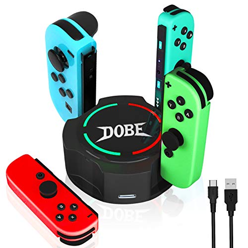 Likorlove Base de Carga Joycon 4 en 1 Estación de carga para Nintendo Switch Joy-Con 4 ranuras Charging Dock con Indicador LED y Cable Tipo-C NS Joy Con Charging Station