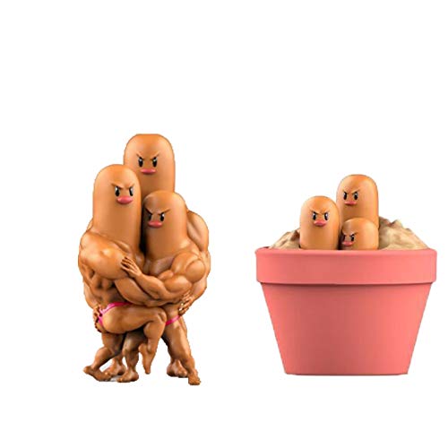 lingyagaofeng Dugtrio Brother - Divertido Pokemon Muscle Dugtrio Diglett Figura De Personajes De Juguete Modelo, Decoración De Escritorio De Oficina Y Dormitorio PVC 15 Cm, Regalo De Cumpleaños