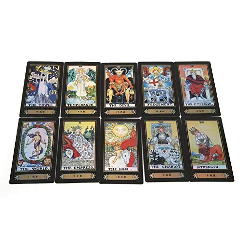 Linian 78 Tarjetas, Tarot Cards Juego de Mesa, Juego de Cartas con Caja para Principiantes (Negro)