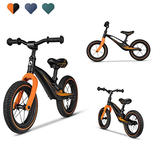 Lionelo Bart Bicicleta sin pedales 39 x 88 x 50-57 cm Para niños de hasta 30 kg Ajuste del asiento y manillar Bloqueo de volante Resistente a daños Asa de transporte Negro y Naranja