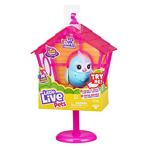 Little Live Pets S10 Lil Bird and House - Más de 20 Cantos de pájaros, Repite lo Que Dices - los Estilos Pueden Variar