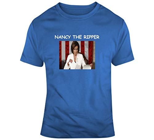 LIYUAN Nancy El Destripador Pelosi Trump Discurso Rasgado Estado de la Unión Política Camiseta Azul